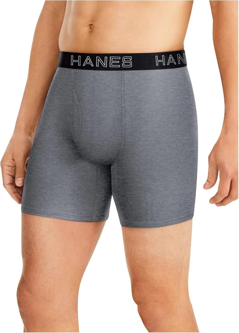 Hanes Men's Total Support Pouch Boxer Brief (Black/Grey, Medium)