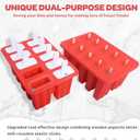 Miaowoof Homemade Popsicle Molds, 10-Cav Non-BPA Silicone Ice Pop Maker, with 50 Sticks, 50 Bags, 10 Reusable Sticks, Funnel, Brush and Ice Pop Recipe (Red+Bin)