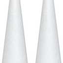 Crafjie Foam Cones for DIY Arts and Crafts (4.1 x 13.6 in, 2 Pack), White Polystyrene Christmas Tree Foam Cones Craft Supplies, for DIY Home Craft Project, Christmas Tree, Table Centerpiece