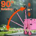 Yozoia 360LBS Heavy-Duty Wagons Carts Foldable 120L Collapsible Wagon Cart with Wheels and Tailgate, Folding Utility Wagon Carts for Groceries, Outdoor Camping, Shopping, Beach, Garden