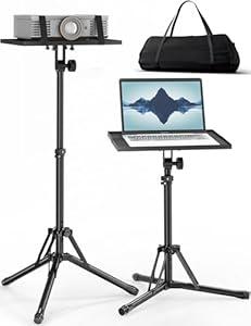 Projector Stand Tripod Adjustable from 26" to 38", Foldable Laptop Floor Stand with Lift Switch, Tripod for Projector with Carry Bag, Portable Podium Stand for Office, Home, Stage, Studio, Dj Racks