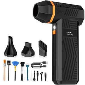 Compressed Air Duster, 180000RPM Electric Air Duster with 4-Speed Adjustable & Display Screen & LED Light & 5000mAh Battery, Rechargeable Cordless Electronics Air Blower for Keyboard/PC/Car