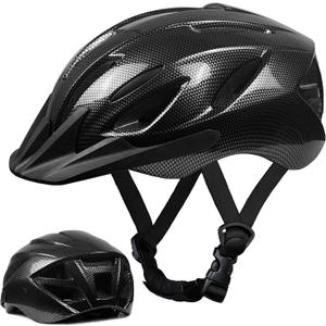 Adult Bike Helmet for Men Women Ages 14 and Up, Streamlined Design with Snap On/Off Visor Moisture-Washable Lining, Bicycle Cycling Helmets Can Fit Head Circumference 58-62cm (Black)