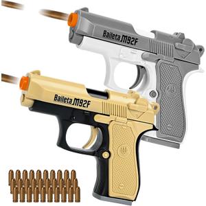2 Pack Toy Guns for Nerf Pistol Gun - Mini Realistic Pistol Toy Blaster Gun for Boy Ages 6 7 8 9 Year Old Indoor Outdoor Present for Adult Kid Holiday Birthday (Sand+grey)