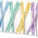 Jetec Acrylic Pen Holder 6 Compartments Makeup Brush Stationery Organizer Pencil Holder for Desk Accessories, Cosmetic Brushes, Dorm, Home, Bathroom, Kitchen, Office Supplies(Clear)
