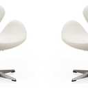 Manhattan Comfort Raspberry Adjustable Swivel Accent Chair with 360 Turn, Polished Chrome Base, Modern Retro Design, Versatile Seat Ideal for Any Room, Set of 2, White