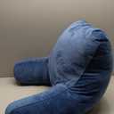 Reading Pillow with Shredded Memory Foam- X-Large Size - Back Pillow for Sitting in Bed, Reading, Gaming, Watching TV – Bed Chair with Arms, Dorm Room Essentials, Navy