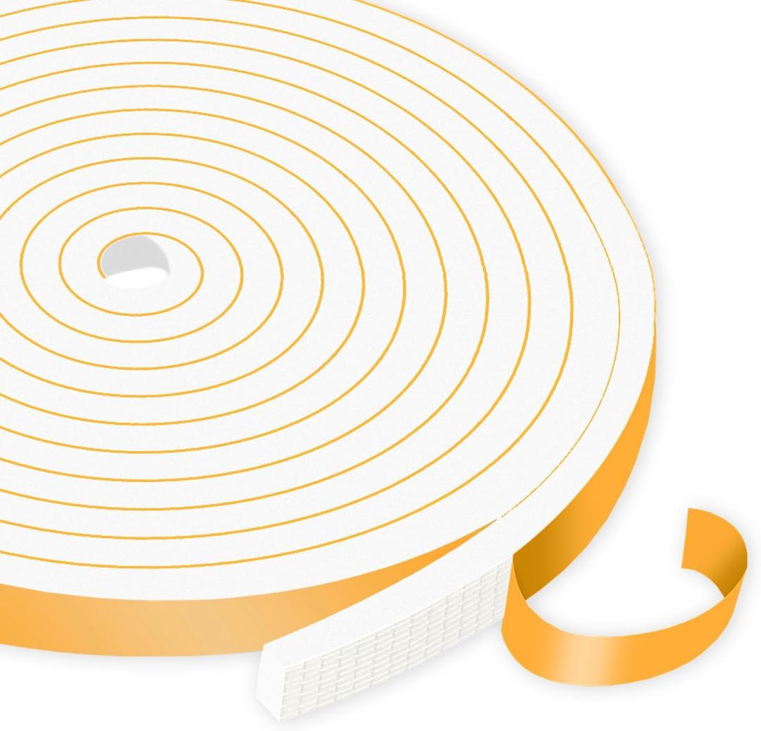 Door Weather Stripping,Weather Stripping,High Density CR Foam for Door,Front Door Frame,Windows (White,1/2 in x 1/4 in x 13Ft)