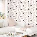 Neutral Geometric Peel and Stick Wallpaper Self Adhesive Floral Leaf Abstract Wallpaper Removable Geometric Contact Paper Waterproof Decorative Vinyl Wall Paper for Bedroom Bathroom 17.5"118"