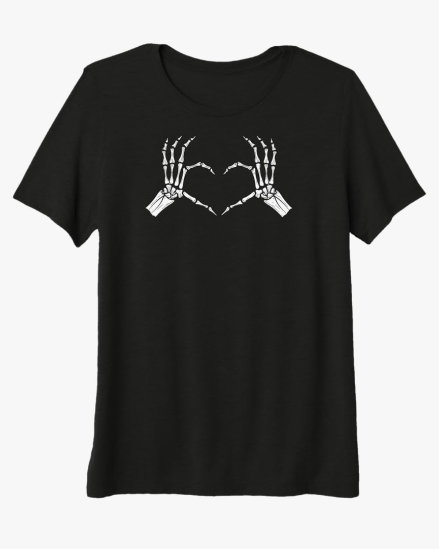 Lovable Skeleton Hand Heart Sign Halloween Men Women Premium T-Shirt 3XL