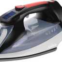 Sunbeam Professional 1700W Digital Steam Iron, 11-Heat Settings, Multi-Color LCD Display Screen, Precision Ironing, Horizontal or Vertical Shot of Stem, 8' Retractable Cord, Black and Red