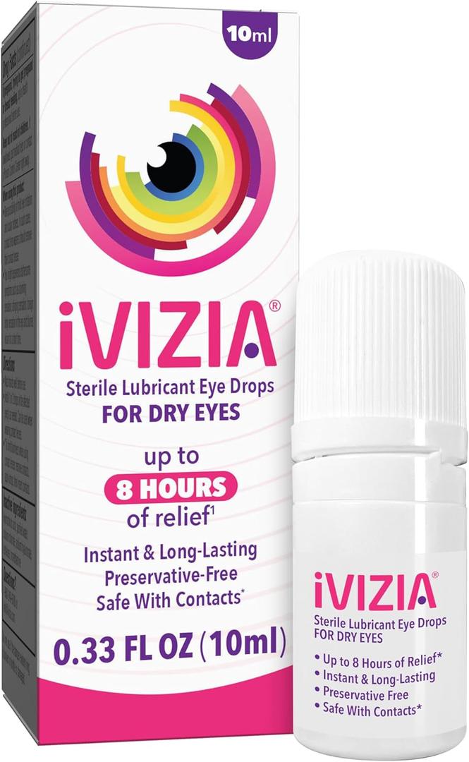 iVIZIA Sterile Lubricant Eye Drops for Dry Eyes, Preservative-Free, Moisturizing, Dry Eye Relief, Contact Lens Friendly, 0.33 fl oz Bottle