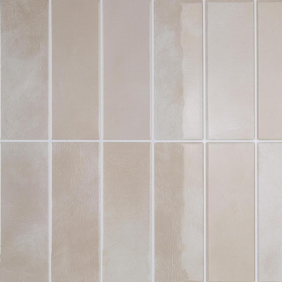 CRE8TIVE 4 Sheets Gray Straight Linear Peel and Stick Backsplash Stick on Tiles for Kitchen Bathroom Green Wall Tile Stickers Waterproof 12"x12" Renter Friendly Self Adhesive Kitchen Backsplash Tiles