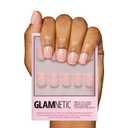 Glamnetic Press On Nails - French Peach | Super Short Round Fake Nails with Pastel Peach French Tips and Glossy Finish, Salon Quality | 15 Sizes - 30 Nail Kit with Glue