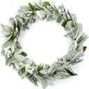Peryiter 20 Inch Felt Eucalyptus Wreath with White Berries Felt Greenery Wreath Spring Summer Decor for Front Door Farmhouse Outside Year Round Wedding Easter Mother's Day Home Decor