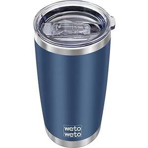 WETOWETO 20oz Tumbler, Stainless Steel Vacuum Insulated Coffee Travel Mug, Double Wall Powder Coated Insulated Coffee Mug Travel Mug with Lid Thermal Cup for Outdoor (Silver, 1 Pack)