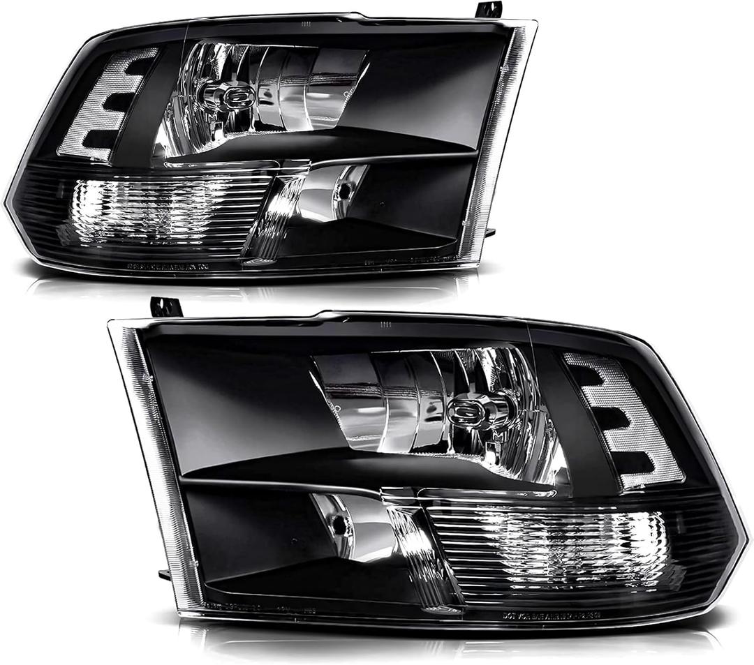 Headlight Assembly Pair compatible with 2009-2018 Dodge Ram 1500