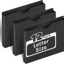 ANSOOK Plastic File Jackets & File Pockets,12 Pack Manila File Folders Letter Size,Heavy Duty Expanding Manila File Jackets, Reinforced Straight Cut Tab,1 inch File Jacket Folders (Black)