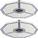KERNOWO 2 Pack LED Garage Light, 140W 18500 Lumens Lighting, 6000K Daylight With Deformable Three Panels Ceiling Light Fixture E26/E27 Triple Glow LED Shop Light for Basement Workshop