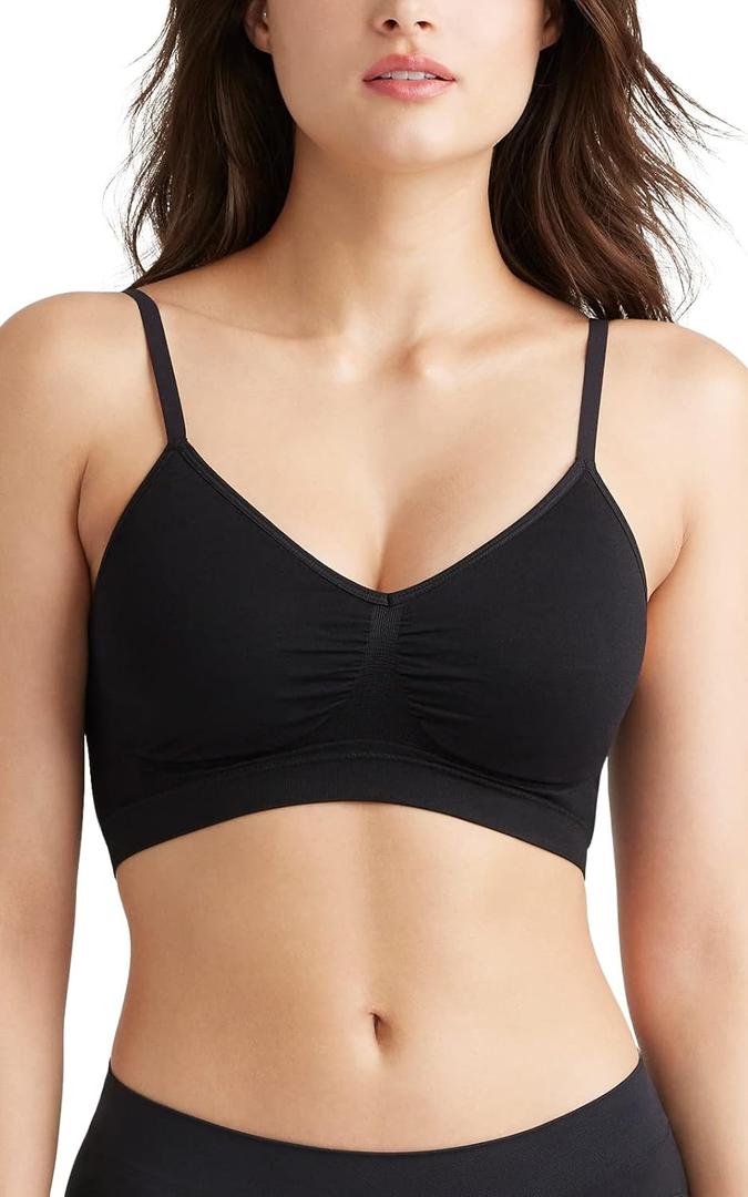 Seamless Comfort Wirefree Bralette with Removable Pads (Black, XL)