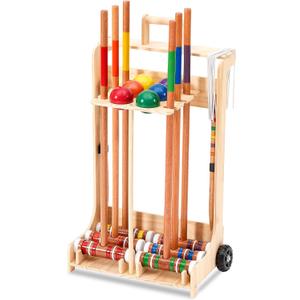 Hiboom 6 Player Croquet Set with Wooden Stand for Families Adults, 32 Inch