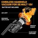 Cordless Vacuum for Dewalt 20V Battery, Portable Handheld Vacuum Cleaner with 2 HEPA Filter, 4 Multi Nozzle, Power Shop Vacuum for Home, Car, Floor, Carpet (Battery Not Included)