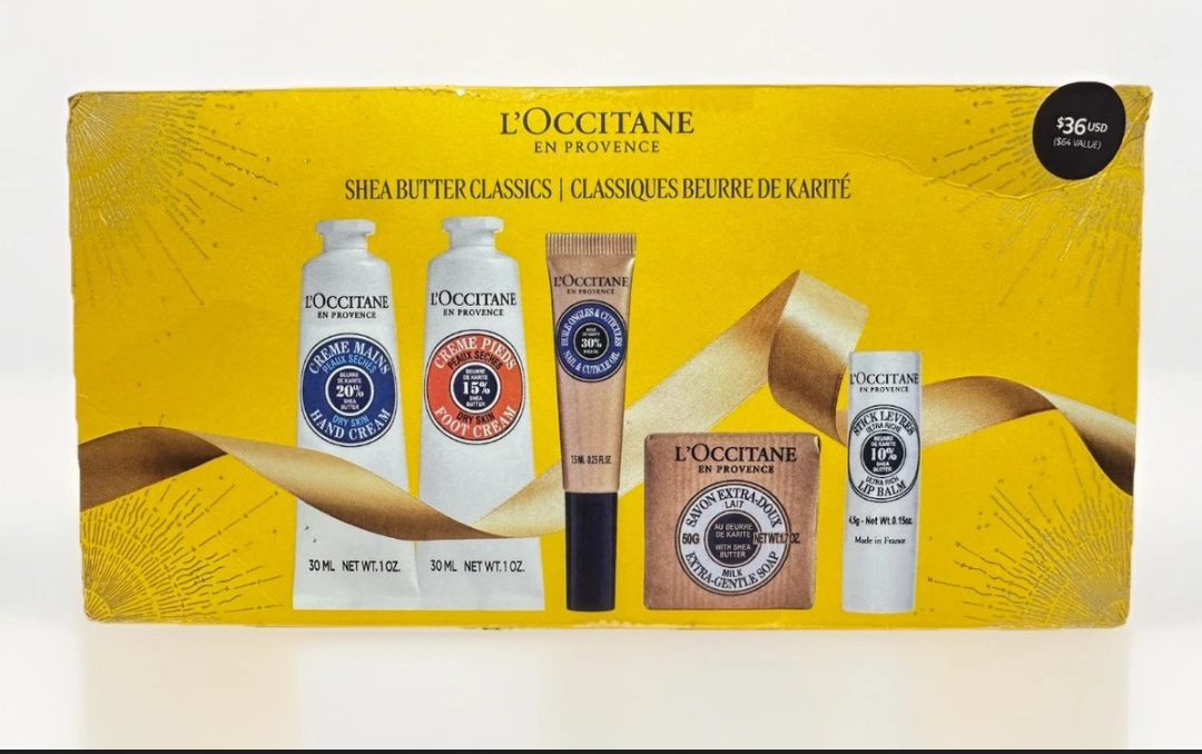 L’Occitane Shea Butter Classics Holiday Gift Set, Soothing, Nourishing & Hydrating Daily Essentials, TravelSized Minis, Skincare, Lip & Body Care
