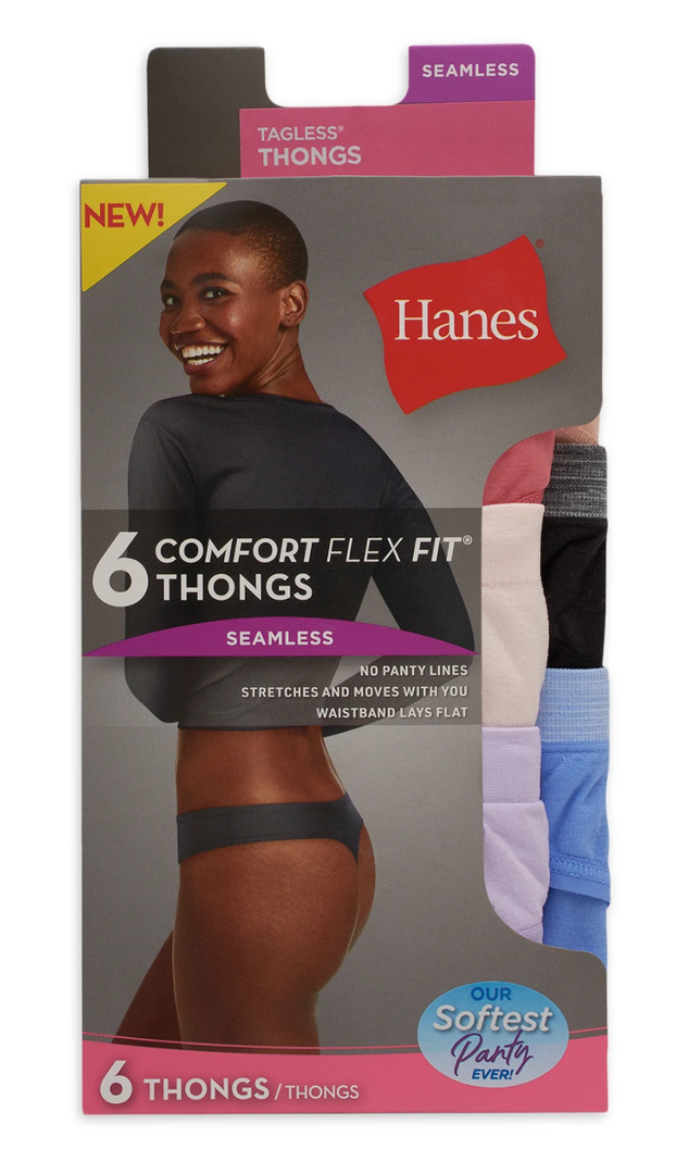Hanes Women's Seamless Underwear Pack, Comfort Flex Fit Bikini Boyshort or Thong Panties, 6-Pack, 2XL