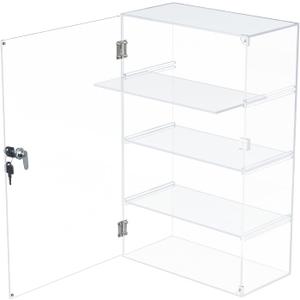 Choowin 4 Shelf Acrylic Display Case with Lock Key, Clear Locking Display Case Showcase Cabinet with Removable Shelves - Safe Storage for Collectibles Labubu, 12x6x19 inch