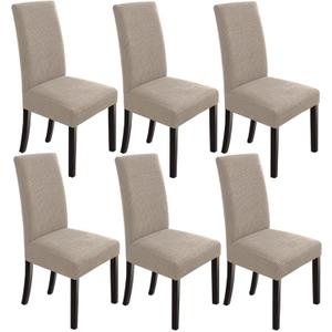 NORTHERN BROTHERS Chair Covers for Dining Room 6 Pack, Kitchen Chair Covers Protector for Dining RoomTaupe