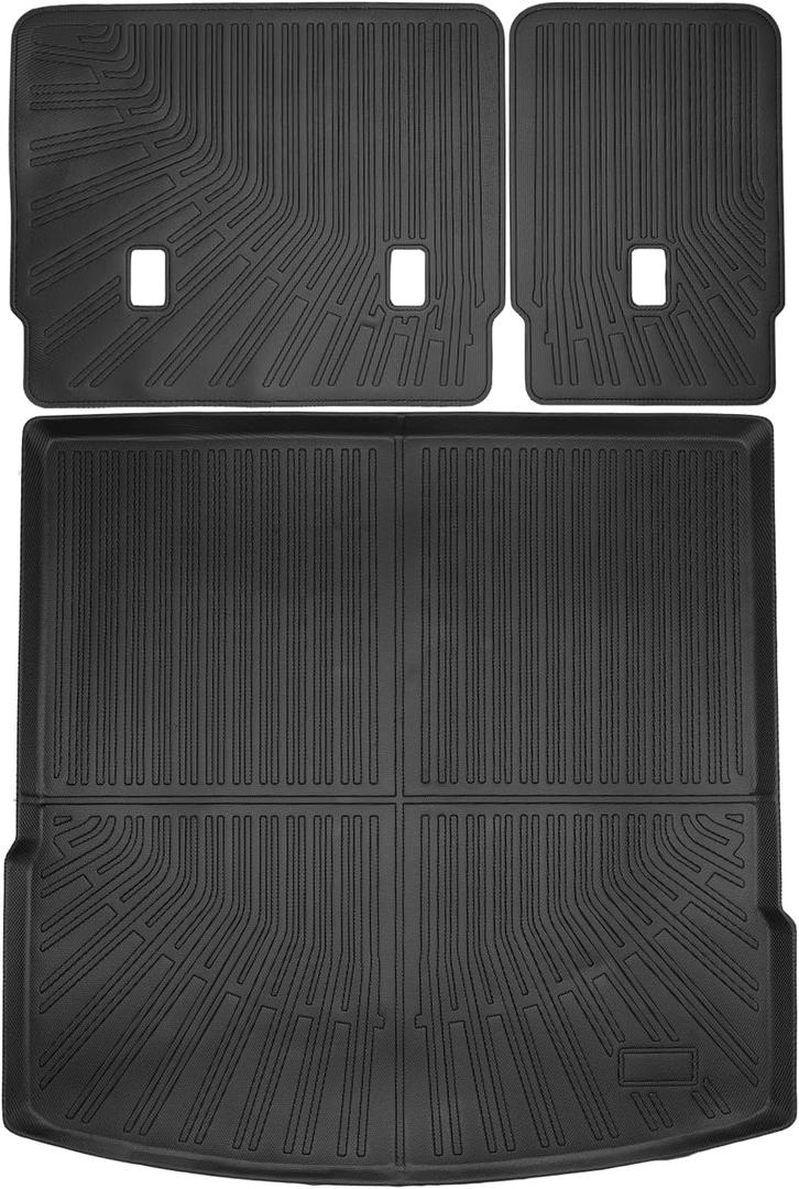 Cargo Liner for Volkswagen VW Atlas Cross Sport (5 Passenger Models Only) 2020-2024 2025 All Weather Cargo Mat, Fit TPE Anti-Slip Car Seat Back Protector Accessories (with Backseat Mat)