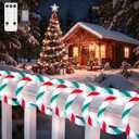 HELESIN 101FT 620LED Candy Canes Rope Lights with 8 Lighting Modes, Christmas Candy Cane Lights Waterproof Christmas Lights Decoration for Party Garden Yard Halloween Holiday Tree Decoration (Red White Green)