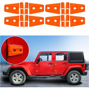 8PCS Jeep Wrangler JK JKU Hinge Covers - Trim Accessories for 2007-2018 Sport Rubicon Sahara X Unlimited 2-Door & 4-Door (Orange)