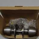Door Knobs Interior Keyed Difference Entry Front Bedroom Doorknobs with Lock Flat Ball Handle Lock Sets in Satin Nickel