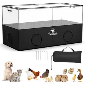 Pawaboo Small Animal Playpen, Pet Cage Tent with Breathable Mesh Wall and Bottom, Foldable Small Pet Enclosure for Puppy Kitten Rabbit Chicken Hamster Guinea Pig Indoor Outdoor Fence, Black, Designed for Small Animals: 168cm * 84cm * 84cm/66.14in * 33.07in * 33.07in
