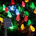 Solar String Lights Outdoor Waterproof 2 Packs, 50 LED Solar Powered Strawberry String Lights, 23FT Light up Garden Decor, 8 Modes Fairy Lights for Garden, Patio, Cafe and Camping