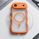 QVLANG Case for iPhone 17 Air, Cute Wave Cover Case, Upgraded[Full Camera Protection][Compatible with Magsafe][Military Grade Protection][Translucent Matte] Phone Case for Women Girls, Orange