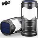 Lichamp 2-Pack Solar Camping Lantern, USB Rechargeable LED Lanterns Battery Powered Pop Up Flashlight Lamps with Three Modes Power for Power Outages Hurricane Supplies Emergency Indoor & Outdoor