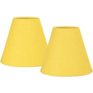 LAMPWELL NICO Yellow Small Lamp Shades Clip on Bulb Set of 2,Mini Linen Barrel Sconce Shades,Clip on Lamp Shade for Table Lamps Chandelier Shades,6"×3"×H5",Fabric Replacement Lamp Shades