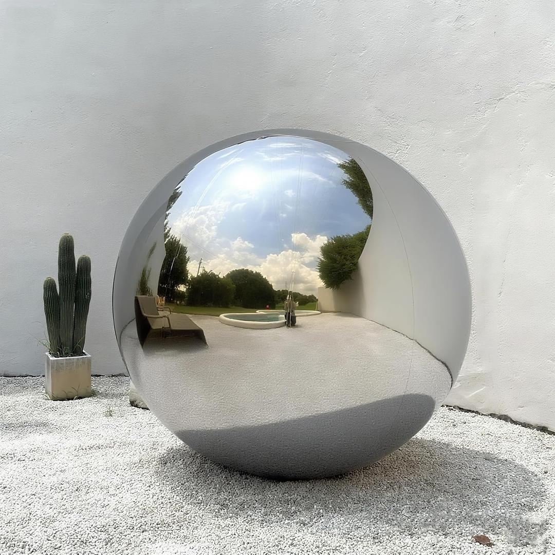 Inflatable Mirror Ball, Reusable Large Event PVC Disco Ball, Silver Bubble Balloon for Party, Concerts, Stage, Wedding Shows Decoration(1 Pcs, 1.8m/70.87in)