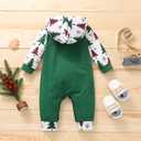 Noubeau My First Christmas Baby Girl Boy Outfit Car Truck Long Sleeve Pocket Hooded Romper Jumpsuit Xmas One Piece Clothes (Green)