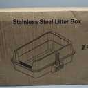 XL Stainless Steel Litter Box with Lid, Extra Large High Sided Metal Cat Litter Box with Mat and Scooper, Easy Clean, Non Stick & No Smell,2pack