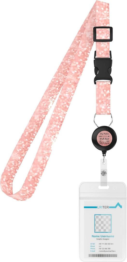 Cruise Ship Lanyard,with Adjustable Badge Lanyard with Detachable Clasp, Waterproof ID Badge Holder for All Cruise Ships and Vessels Key Cards (Pink)