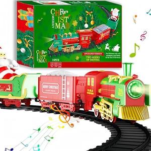 Train Set-Christmas Train Sets for Around The Tree, Toy Train Sets with Sound and Lights, Toddler Model Trains for 3 4 5 6 7 8+ Years Old Kids Gifts