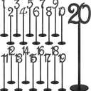 Yulejo 20 Pcs Table Numbers - Wooden Wedding Table Numbers with Holder Base, 1-20 (Black)