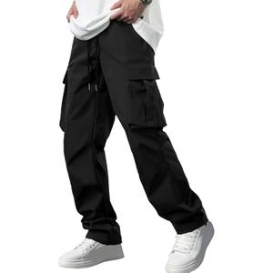 Comdecevis Men's Casual Cargo Pants Workout Joggers Stretch Sweatpants Hiking Drawstring Tactical Pants with Multi Pockets, XL/38