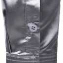 ZEROYAA Men's Luxury Shiny Silk Like Satin Button Up Dress Shirts (Silver, XL)