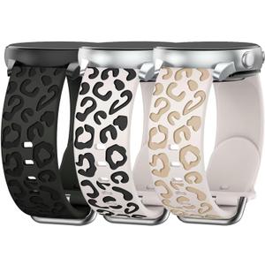 3 Pack Leopard Engraved Bands Compatible with Samsung Galaxy Watch Ultra Bands 47mm(2025/2024), Breathable Soft Silicone Waterproof Replacement Straps Wristbands for Samsung Watch Ultra 2/Ultra Band (Black, Starlight&Black, Starlight&Nude)