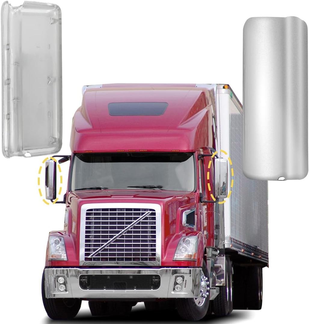 Chrome Door Mirror Cover Drive Left&Passenger Right Side Compatible with Volvo VNL 1997-2014,Proector Mirror Covers (Pair)