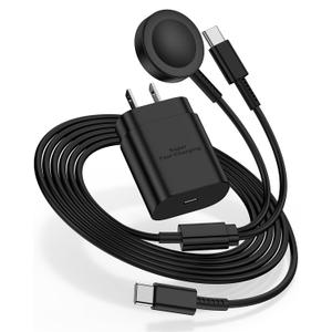 For Samsung Watch Charger Fast Charging,2 in 1 Galaxy Watch Phone Charger 3.3ft with 25W USBC Charger Compatible with Galaxy Watch 8/7/Ultra/6/6 Classic/5/5Pro/4/4 Classic/3/Active2/1/S24/S23/S22/21